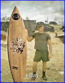SURFBOARD ALL WOOD WEBSTER ORIGINAL Vietnam 1st Calvary- Charlie Don't Surf
