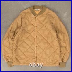 Sears Vintage 70s Quilted Bomber Jacket L Made in USA Men's Beige Workwear