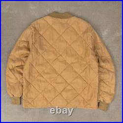 Sears Vintage 70s Quilted Bomber Jacket L Made in USA Men's Beige Workwear
