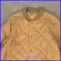 Sears Vintage 70s Quilted Bomber Jacket L Made in USA Men's Beige Workwear