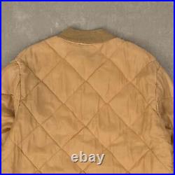 Sears Vintage 70s Quilted Bomber Jacket L Made in USA Men's Beige Workwear