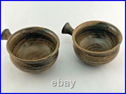 Set of 2 George Scatchard Stoneware Lug Handle Bowsl VT Pottery 5.5 x 3