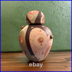 Signed Debra Oliva Lidded Bottle with Nubs, Handmade Studio Art Pottery