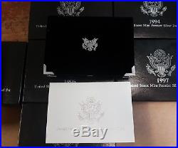 Silver Premier Proof Sets from 1992-1998, All 7 sets