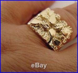 Solid 14k Yellow Gold Huge Heavy Men Nugget Ring Band All size available