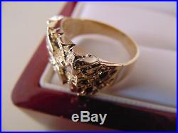 Solid 14k Yellow Gold Huge Heavy Men Nugget Ring Band All size available