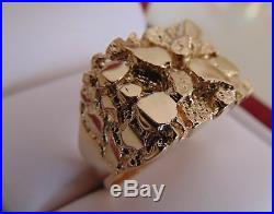 Solid 14k Yellow Gold Huge Heavy Men Nugget Ring Band All size available