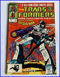 TRANSFORMERS # 3 MARVEL COMICS January 1985 BLACK COSTUME SPIDER-MAN APPEARS