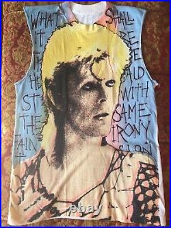 TRUE VTG 80s Mosquitohead David Bowie All Over Print Shirt Fifth Column Iggy Pop