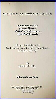 The Secret Teachings Of All Ages Manly P Hall 1975 SIGNED HC Golden Limited