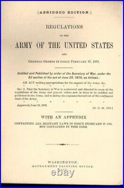 UNITED STATES ARMY REGULATIONS 1881 Abridged Edition