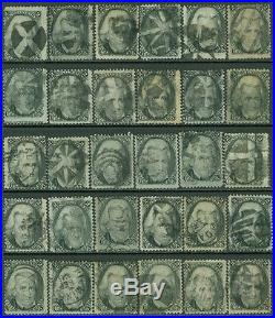 USA 1863. Scott #73 Beautiful study of 30 stamps. All seem SOUND. Cat $1950