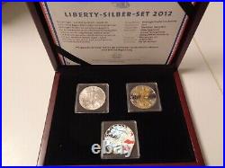 USA 2012 All 3x 1 Dollar in Silver (1 Ounce Each) Color Gilded Hologram EAGLE