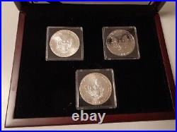 USA 2012 All 3x 1 Dollar in Silver (1 Ounce Each) Color Gilded Hologram EAGLE