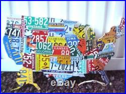 USA LICENSE PLATE MAP- METAL WALL ART- ALL 50 STATES- (Pub Bar Art)