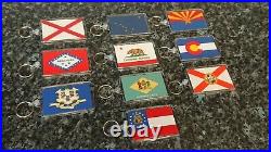 USA State Flag Jumbo Keyring Set. All 50 Designs Included. America Travel