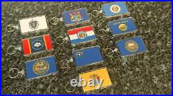 USA State Flag Jumbo Keyring Set. All 50 Designs Included. America Travel