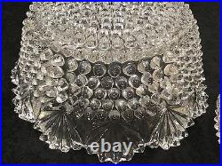 US GLASS DEWDROP 6 pc set BRILLIANT GLASS SALAD BOWL CUT 1890's hobnail fan