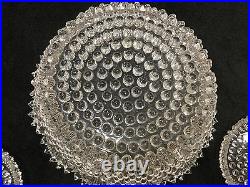 US GLASS DEWDROP 6 pc set BRILLIANT GLASS SALAD BOWL CUT 1890's hobnail fan