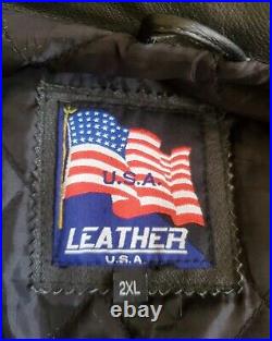 US Marine Corps Jacket Coat Black Leather Bomber Mens 2XL USA was $390