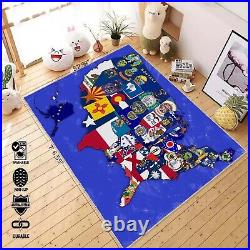 United States of America Map Area Rugs, flat design USA Rug, kids room rug play