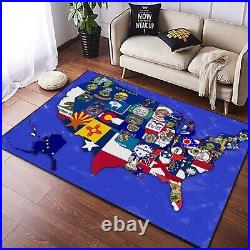 United States of America Map Area Rugs, flat design USA Rug, kids room rug play