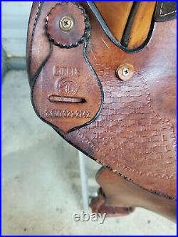 Used 16 Circle D Brown Leather Barrel saddle with all smooth leather