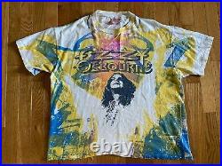 VTG 1991 OZZY OSBOURNE All Over T-Shirt Sz XL RARE Hanes Single Stitch Tie Dye