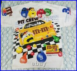 VTG 90s Nascar Ernie Irvan M&M All Over Print T Shirt White Pit Crew Candy XL