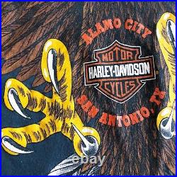 VTG Harley Davidson T Shirt HUGE Eagle All Over Print Single Stitch Deep Teal, M