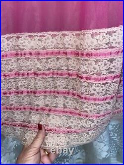 VTG SZ ALL INTIME Raspberry Pink FULL DBL SHEER CHIFFON Nightgown Negligee Gown