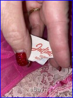 VTG SZ ALL INTIME Raspberry Pink FULL DBL SHEER CHIFFON Nightgown Negligee Gown