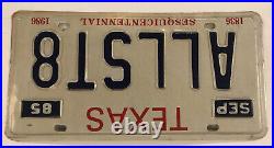 Vanity ALL STATE FOOTBALL CHAMPS license plate University Competition Winner TX