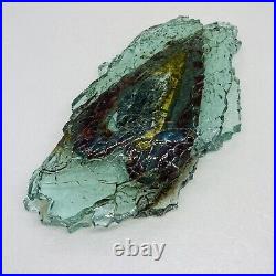 Very Rare Agate Stone Heart Coaster Cracked Crystal Glass Design 11 Art Decor 0