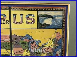 Vintage 1920s X-Plor U. S. Travel United States Antique Board Game All-Fair Framed