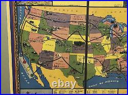 Vintage 1920s X-Plor U. S. Travel United States Antique Board Game All-Fair Framed