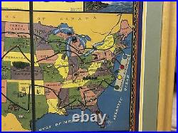 Vintage 1920s X-Plor U. S. Travel United States Antique Board Game All-Fair Framed