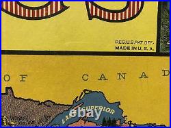 Vintage 1920s X-Plor U. S. Travel United States Antique Board Game All-Fair Framed
