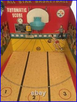 Vintage! 1950's Marx Toys All Star Basketball Tin Game Mark-O-Matic with BALLS