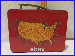 Vintage 1954 Universal All-american Lunchbox Map Of United States-rare