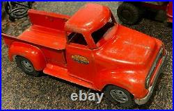 Vintage 1955 Tonka Toys Red Pickup TOY Truck, Pressed Steel ALL ORGINAL WOW