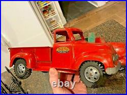 Vintage 1955 Tonka Toys Red Pickup TOY Truck, Pressed Steel ALL ORGINAL WOW