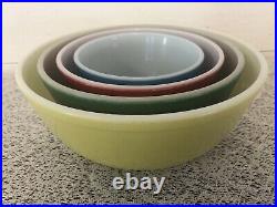 Vintage 1960 PYREX Primary Colors Set of 4 Mixing Nesting Bowls