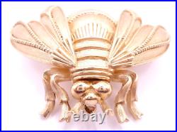 Vintage 1960s Trifari Bee Brooch Pin Bumblebee Brushed Textured Gold Tone Metal