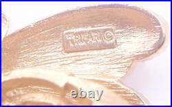 Vintage 1960s Trifari Bee Brooch Pin Bumblebee Brushed Textured Gold Tone Metal