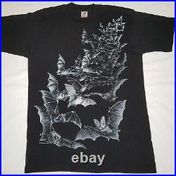 Vintage 1988 Bat T Shirt All Over Print Tee Species Vampire Nature 80s Logo