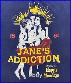 Vintage 1991 Janes Addiction With Special Guest Happy Mondays Shirt Size XL Rare