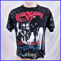 Vintage 1991 Van Halen T Shirt All Over Print Rock Tee Concert 90s Tour Large