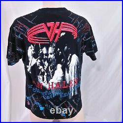Vintage 1991 Van Halen T Shirt All Over Print Rock Tee Concert 90s Tour Large