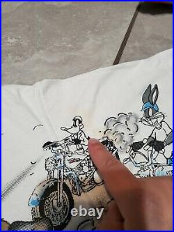 Vintage 1996 Taz Leading The Pack All Over Print Shirt L RARE Looney Tunes